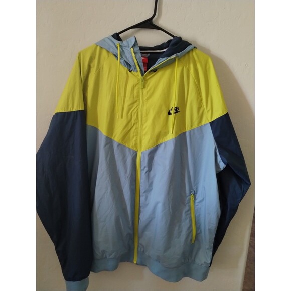 Nike Blue And Yellow Hooded Windbreaker Jacket XXL - Picture 1 of 6
